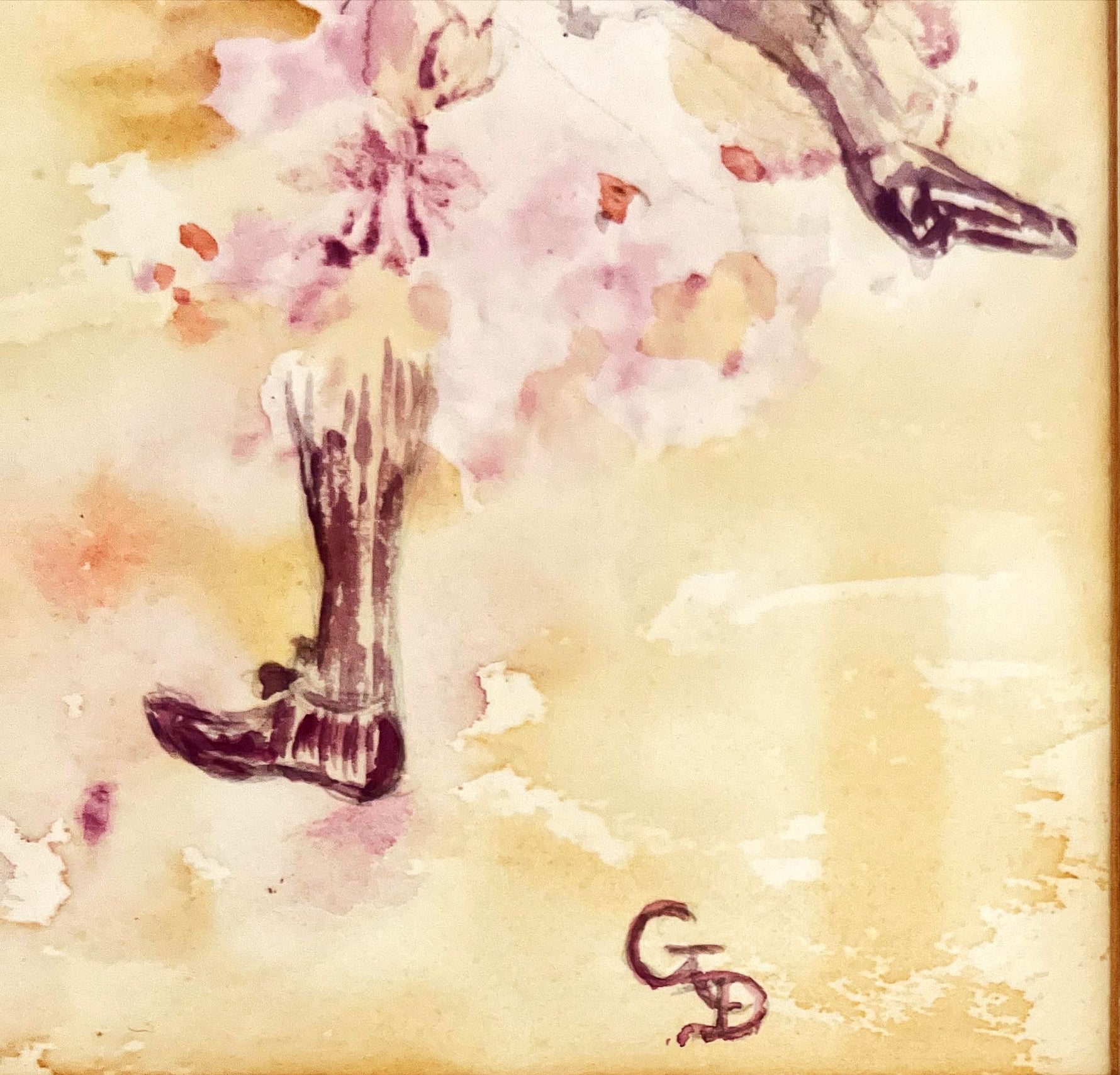 Watercolour painting, Floral, Figures Georgette Dugay, Signature view
