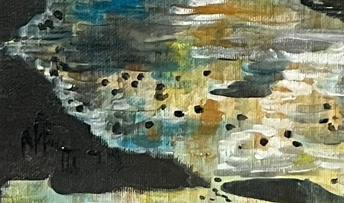 Mixed Media painting, Landscape Unknown Artist, Signature view