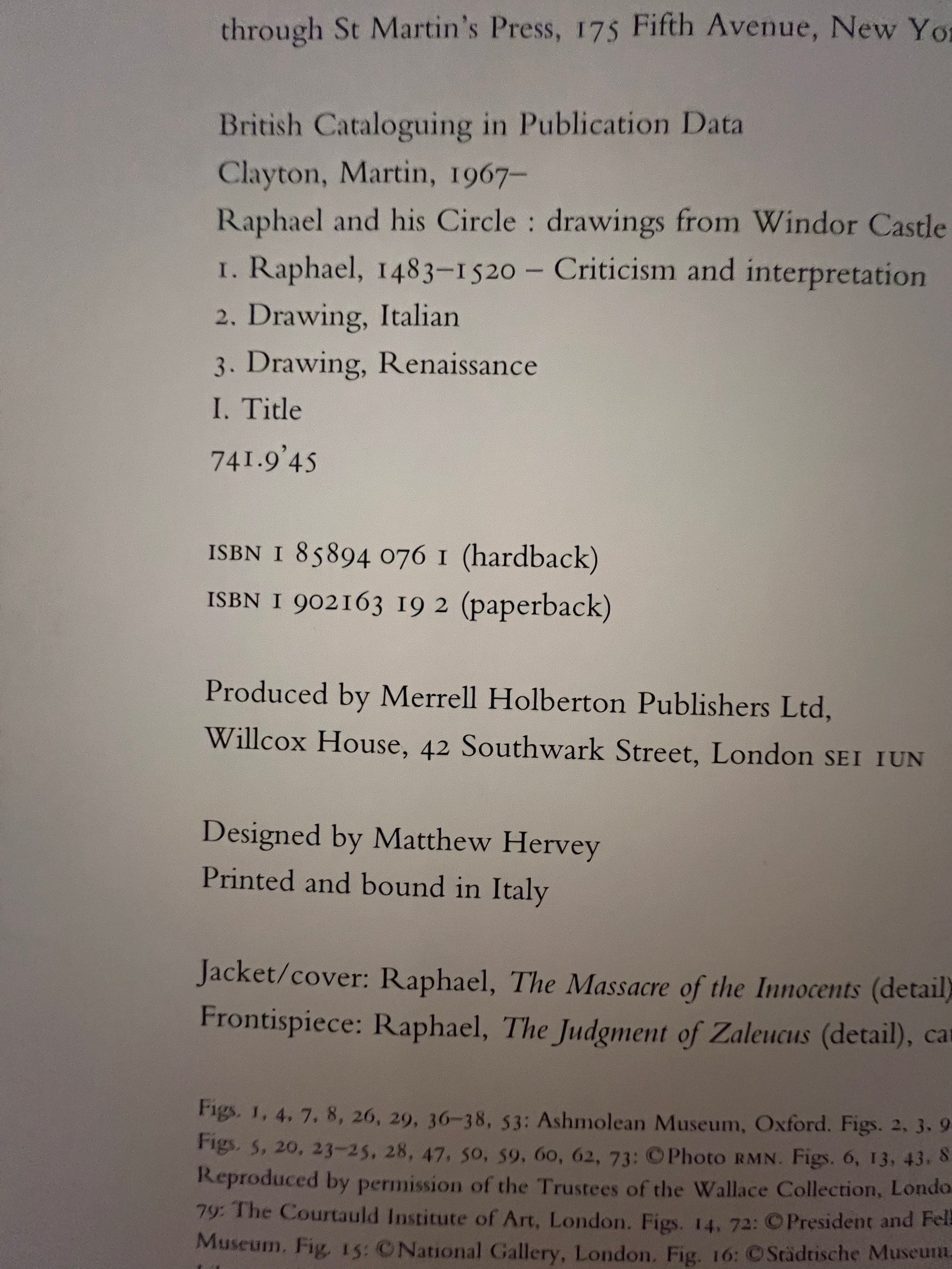 Book, Art History, Renaissance, Italian, Michael Clayton, Raphael and His Circle: Drawings from Windsor Castle, Inside view