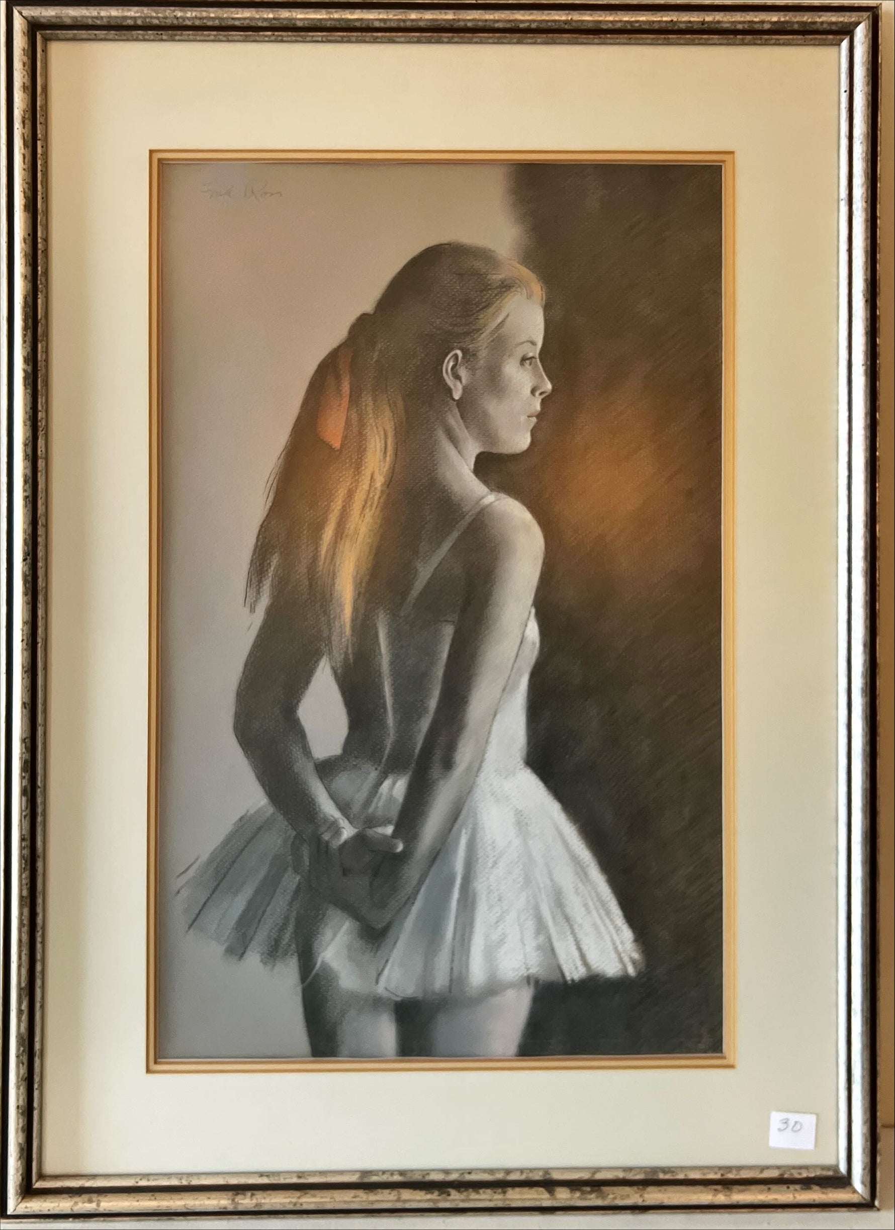 Mixed Media painting, Portrait, Ballerina Fred Ross, Front view