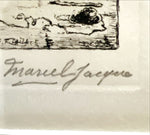 Mixed Media painting, Genre scene Marcel Jacque, Signature view