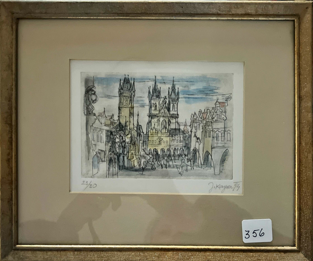 Mixed Media painting, Landscape Jiri (George) Kayser, Front view