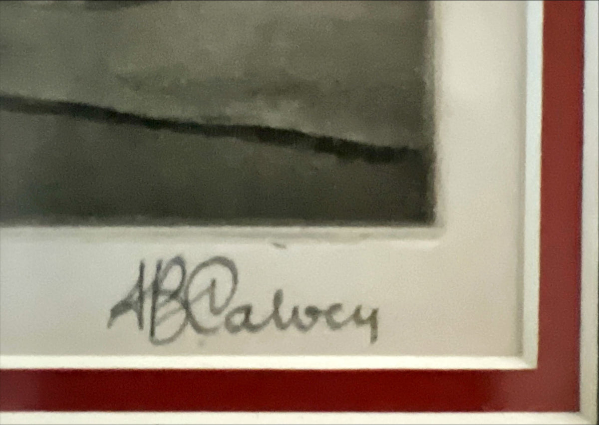 Mixed Media painting, Landscape B. Calvey, Signature view
