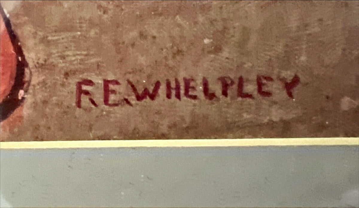 Mixed Media painting, Genre scene R.E. Whelpley, Signature view