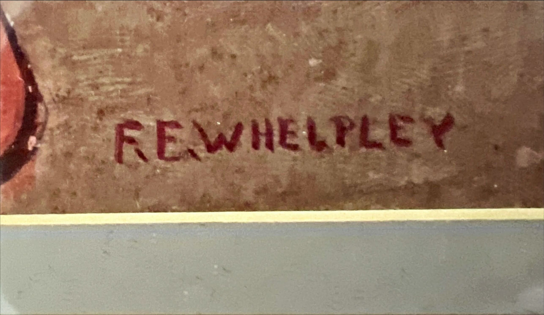 Mixed Media painting, Genre scene R.E. Whelpley, Signature view