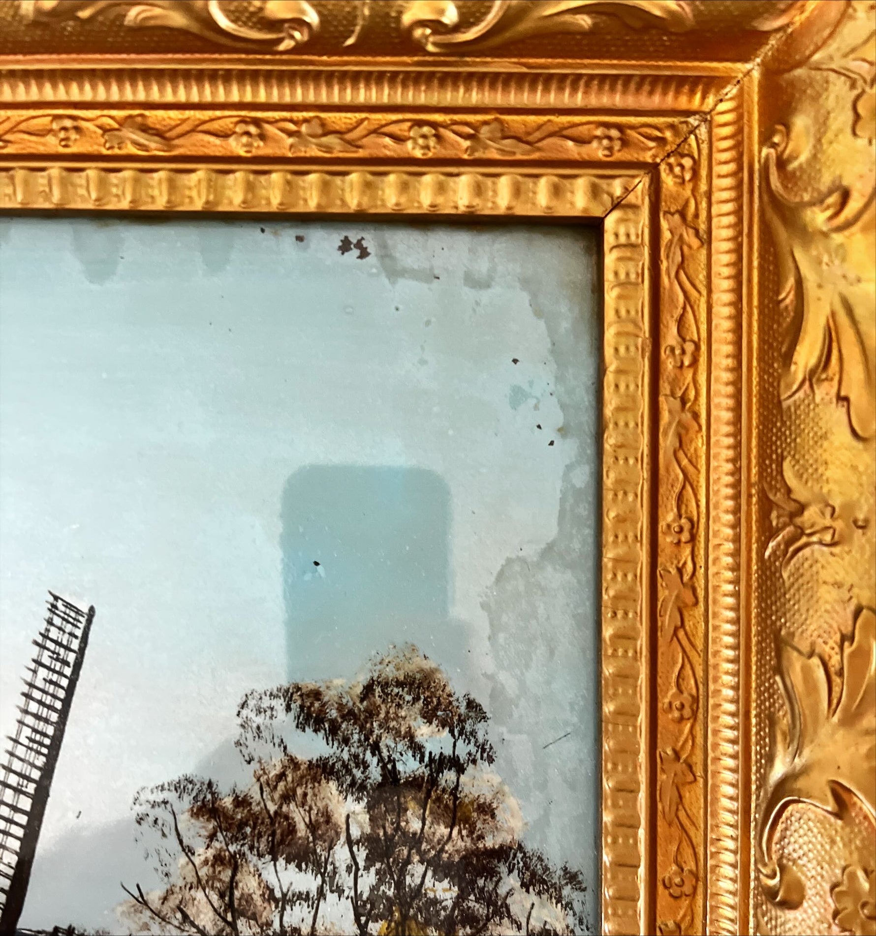 Oil painting, Landscape, Mills Unknown Artist, Damage1 view