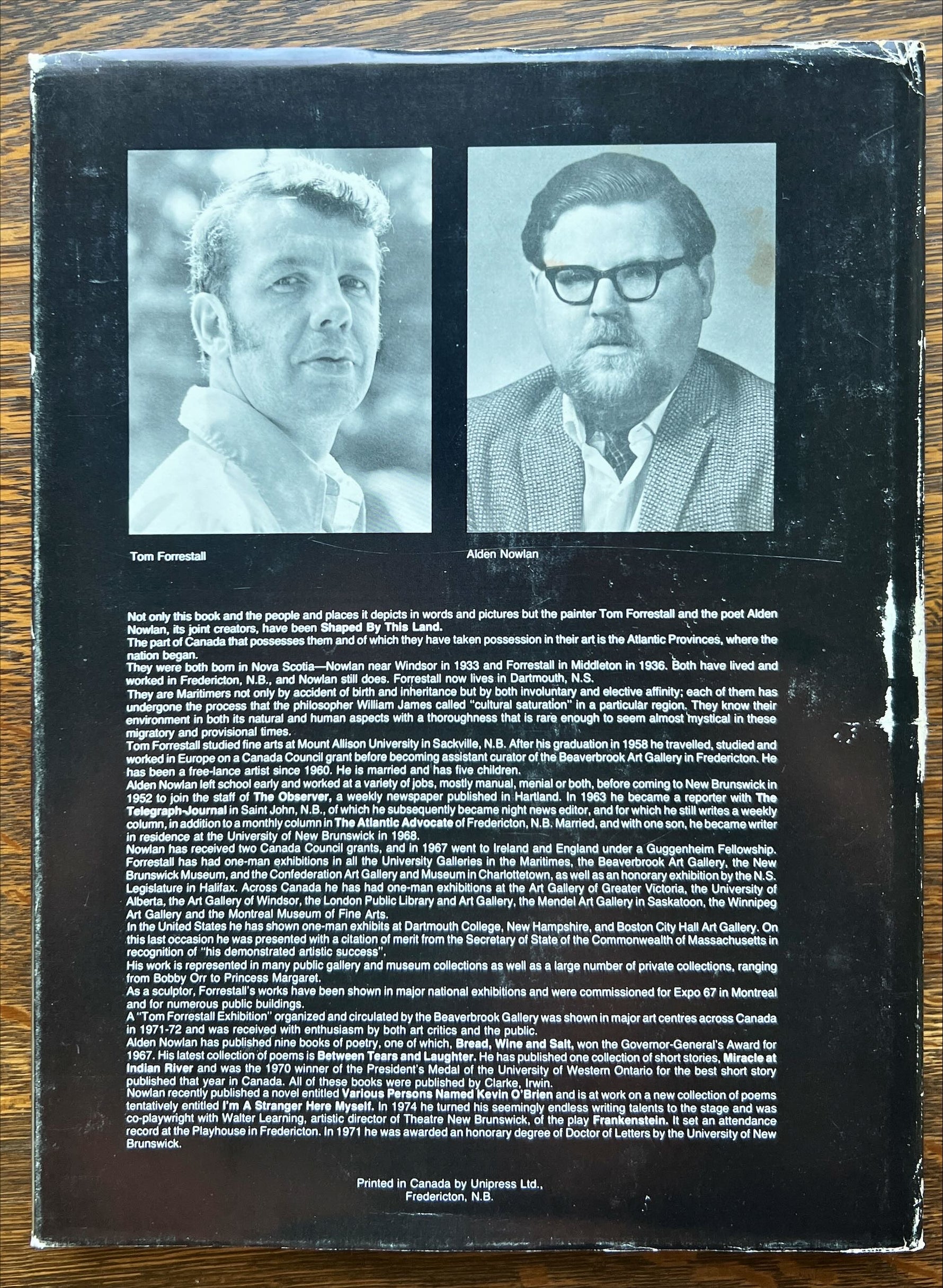 Book, Arts, Artist, Tom Forrestal and Alden Nowlan, Shaped by this Land, Back view