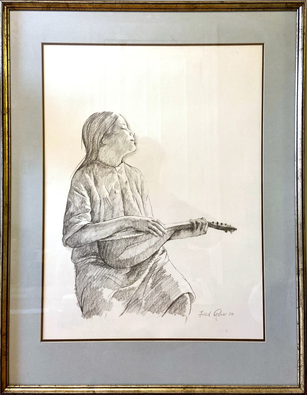 Pencil painting, Portrait Fred Ross, Front view