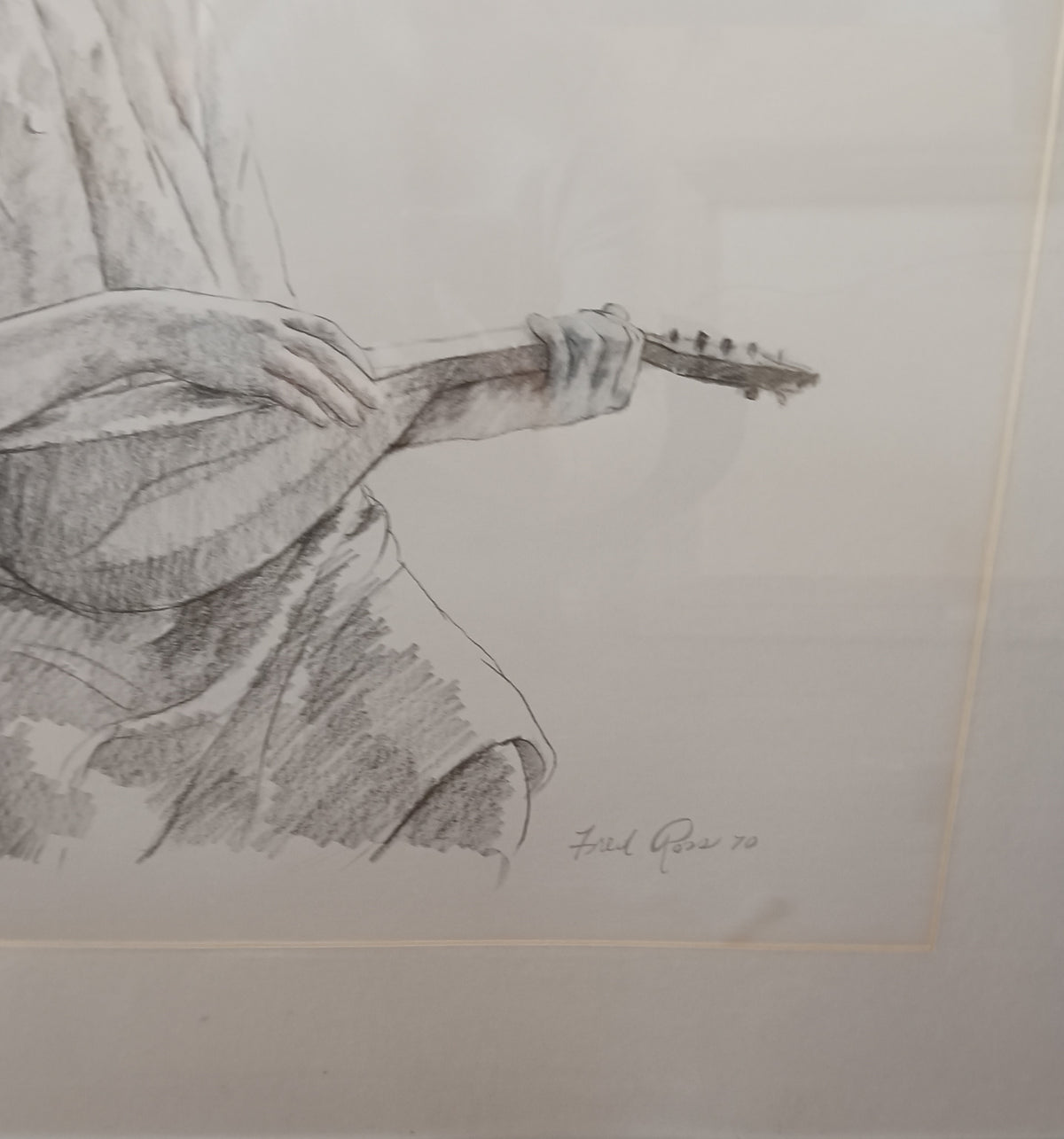 Pencil painting, Portrait Fred Ross, Signature1 view