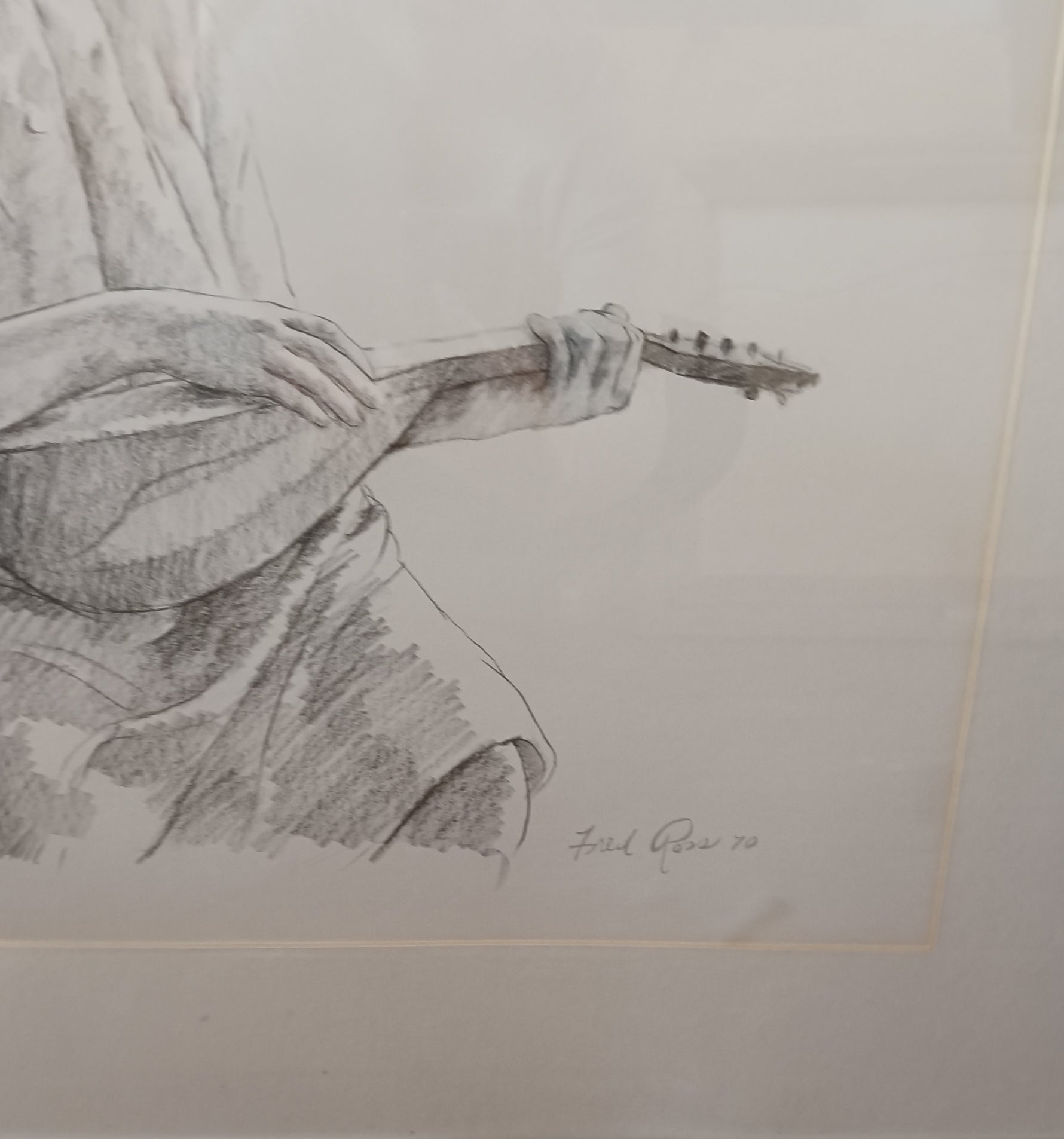 Pencil painting, Portrait Fred Ross, Signature1 view