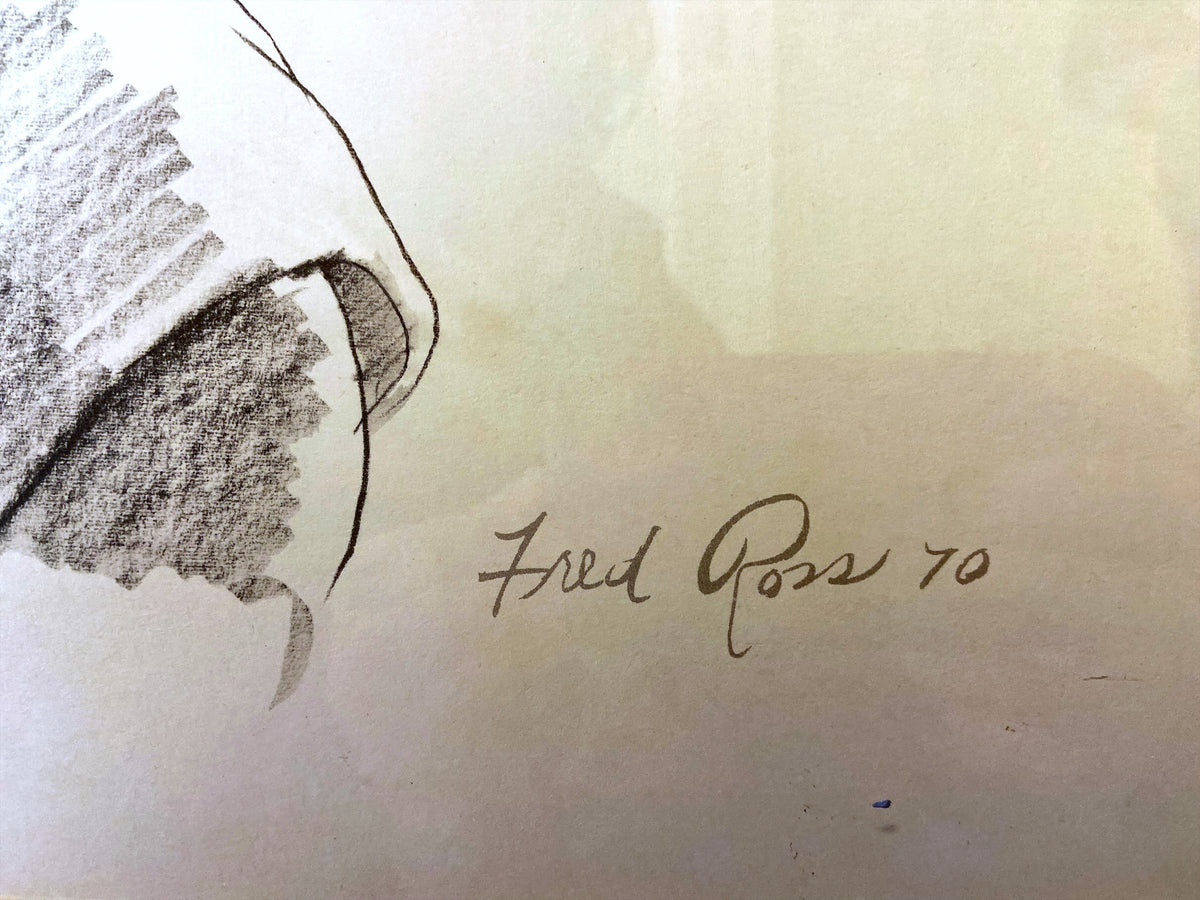 Pencil painting, Portrait Fred Ross, Signature2 view