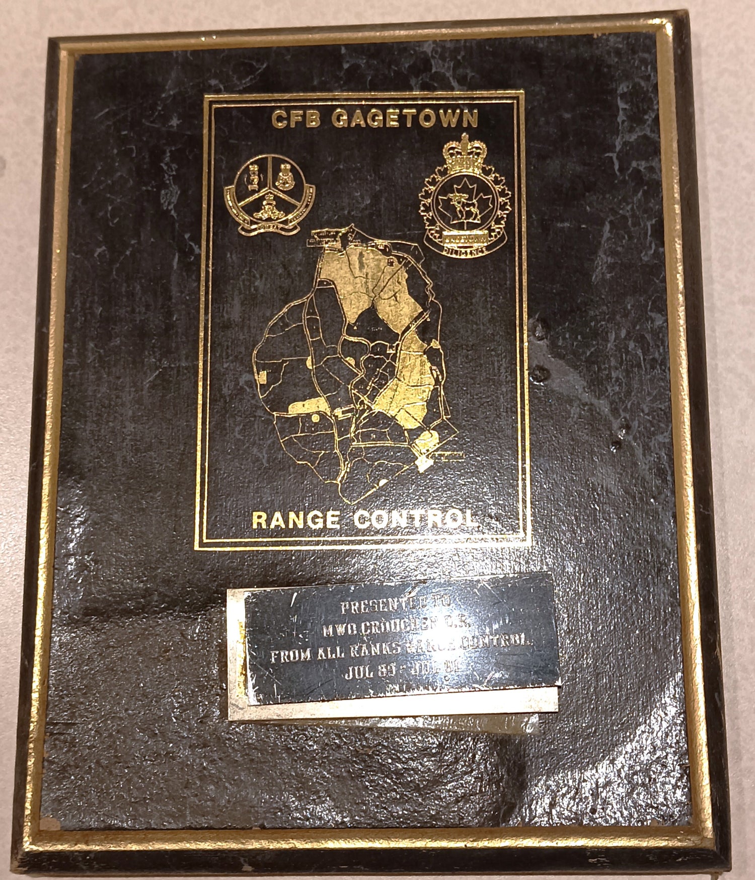Artifact, Card, CFB Gagetown Range Control, Front view