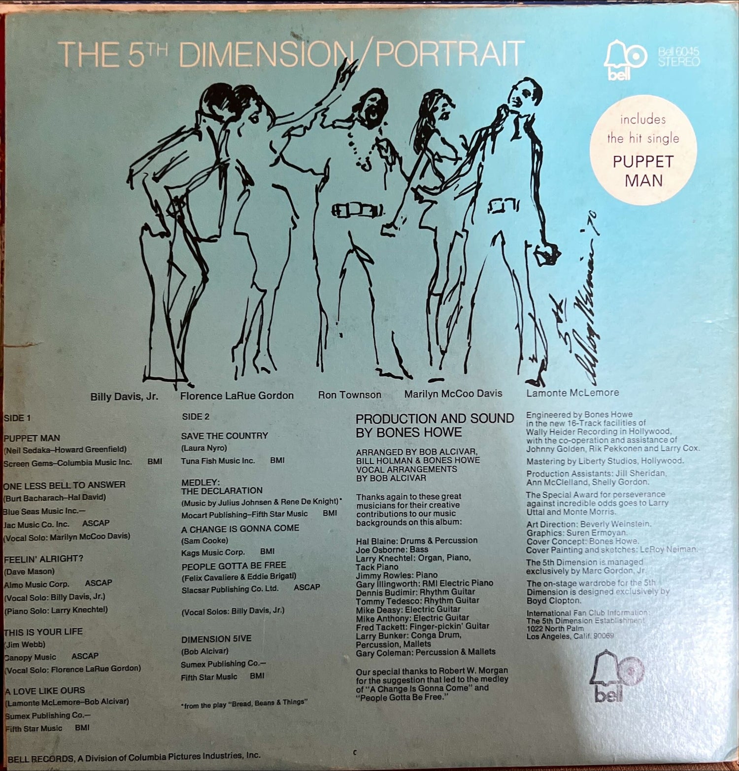 Vinyl record, R&B The 5th Dimension, Back view
