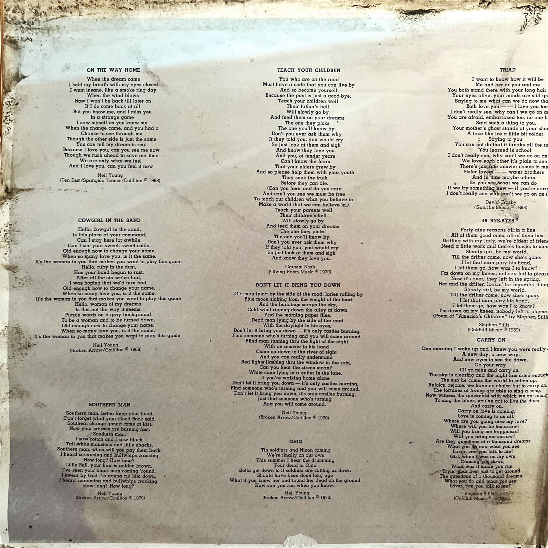 Vinyl record, Rock Crosby, Stills, Nash & Young, Damage view