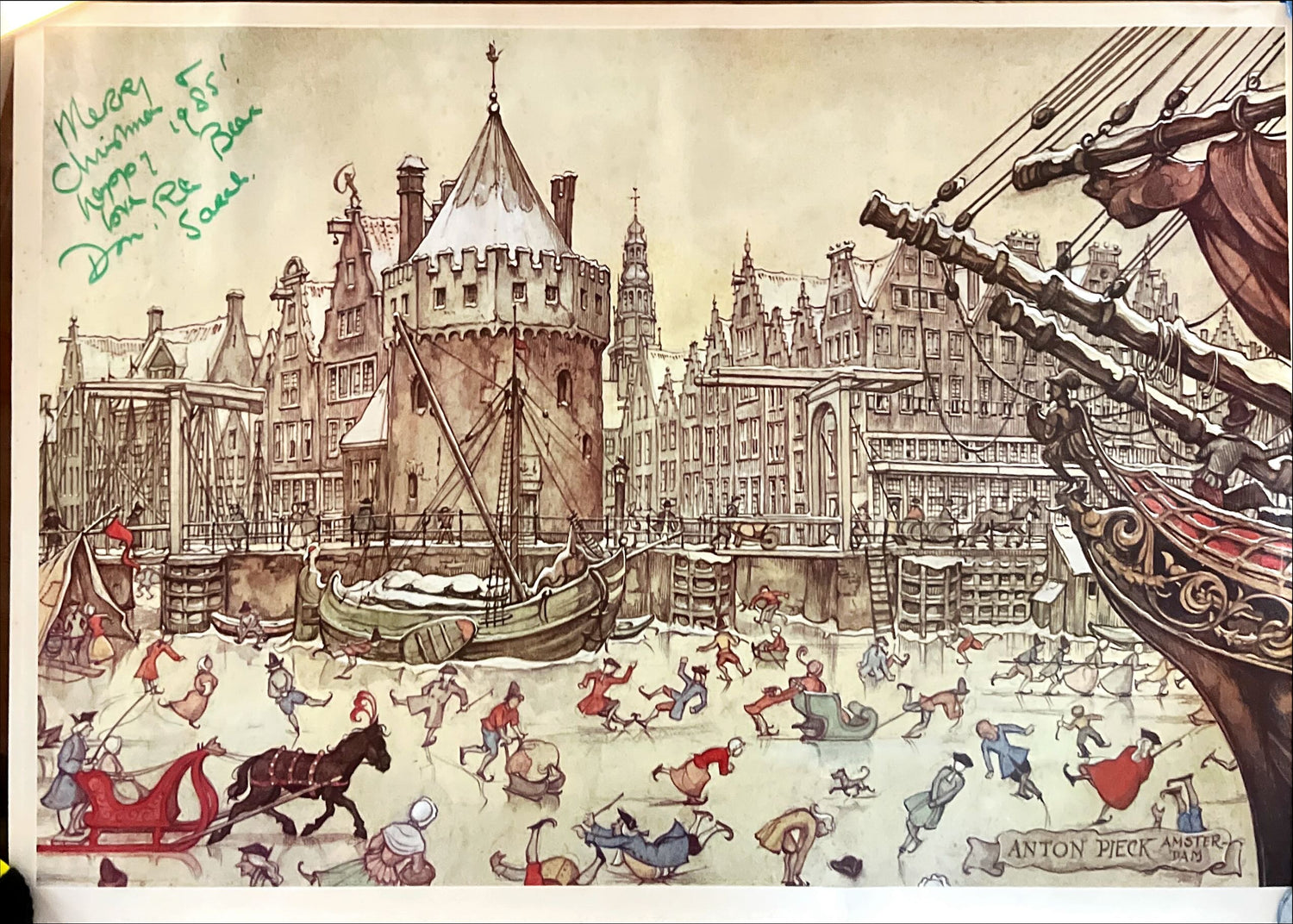 Print, Winterscape, Cityscape, Anton Pieck, Front view
