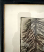Charcoal painting, Winterscape, Cottages JMM, Damage view