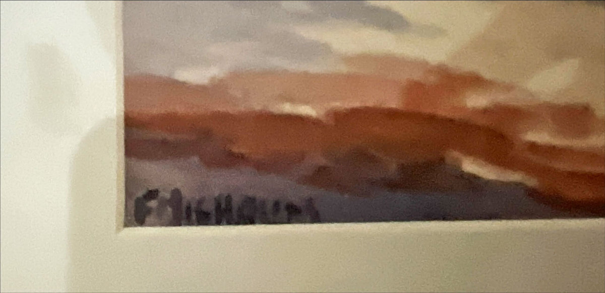Watercolour painting, Landscape Fred Nicholas, Signature view
