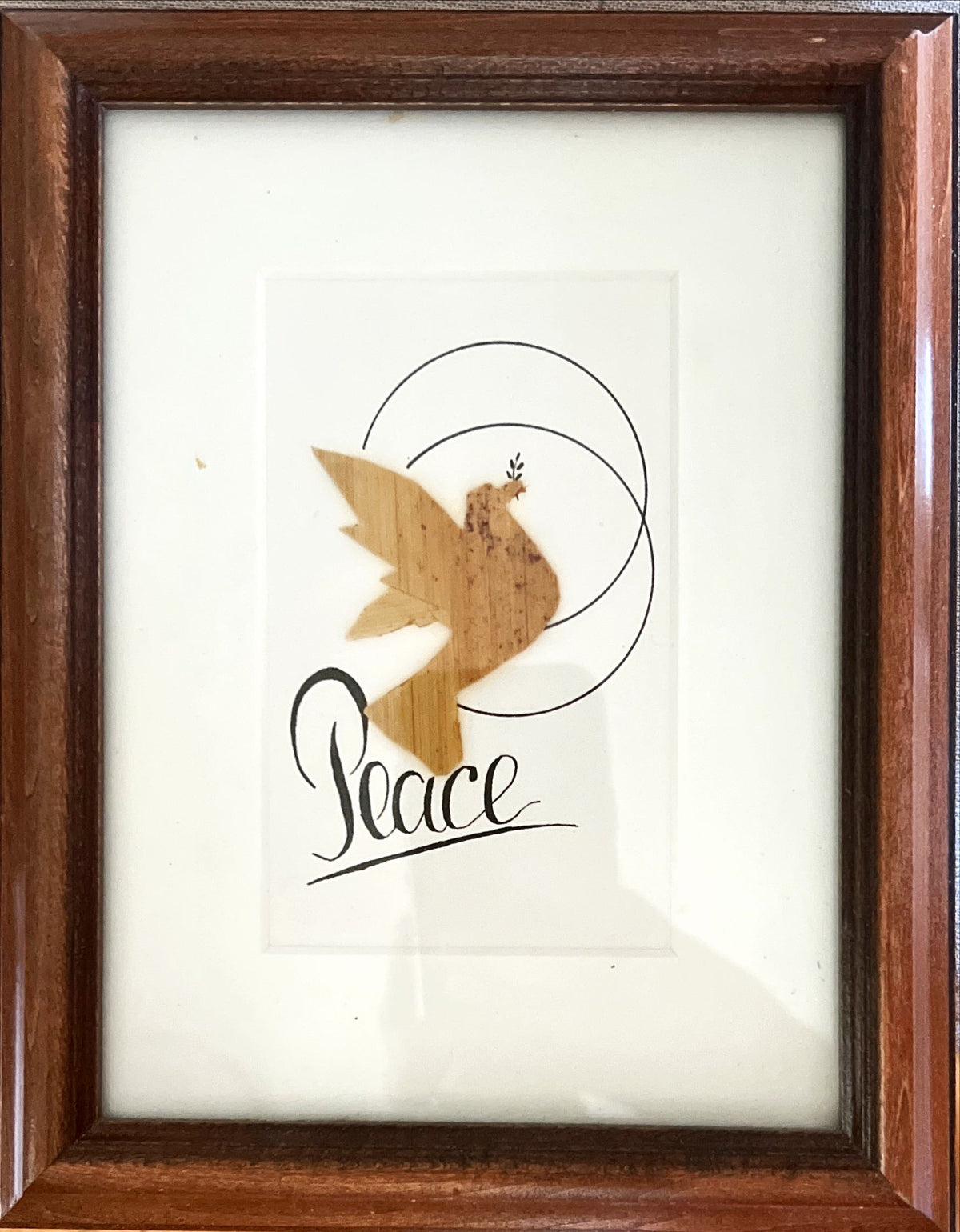 Home, Picture frame, Small Dark Wood Picture Frame with Dove “Peace”, Cover view