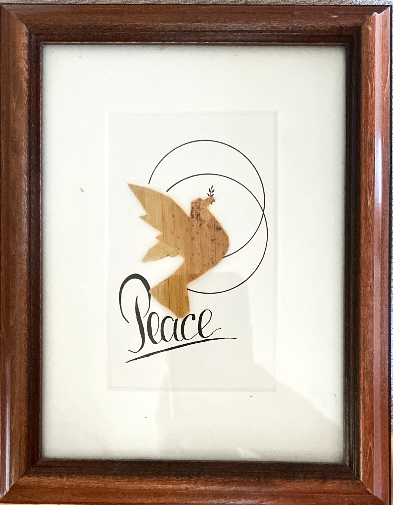 Home, Picture frame, Small Dark Wood Picture Frame with Dove “Peace”, Cover view