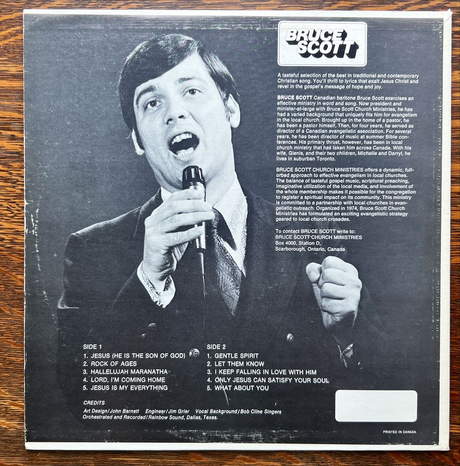 Vinyl record, Religious Bruce Scott, Back view
