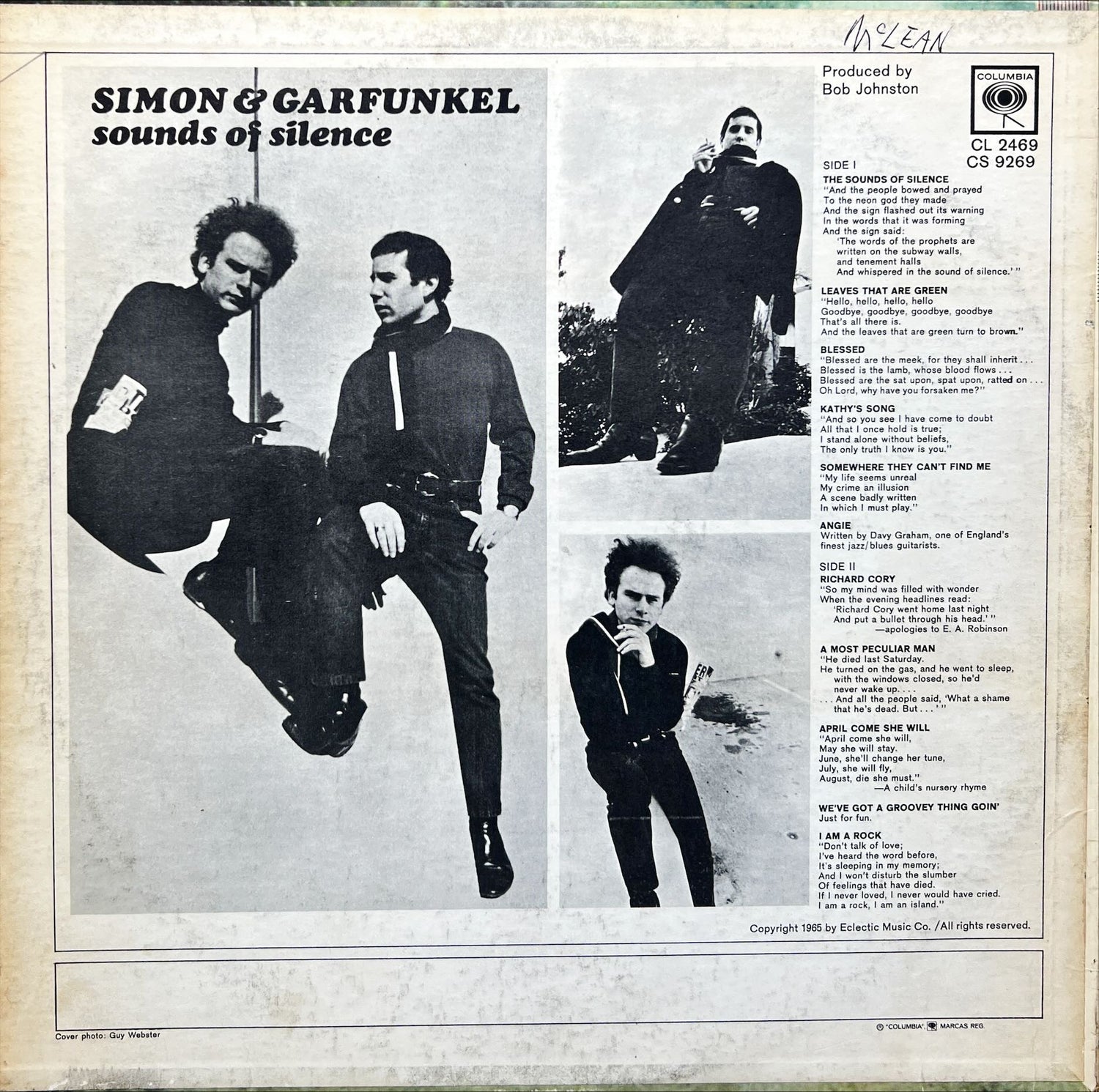 Vinyl record, Folk Rock Simon & Garfunkel, Back view