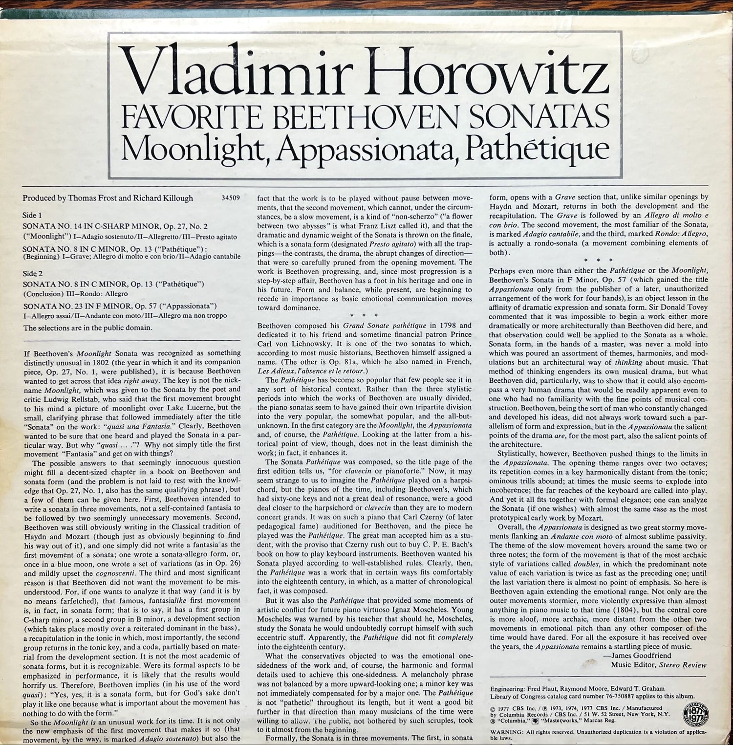 Vinyl record, Classical Beethoven, Back view