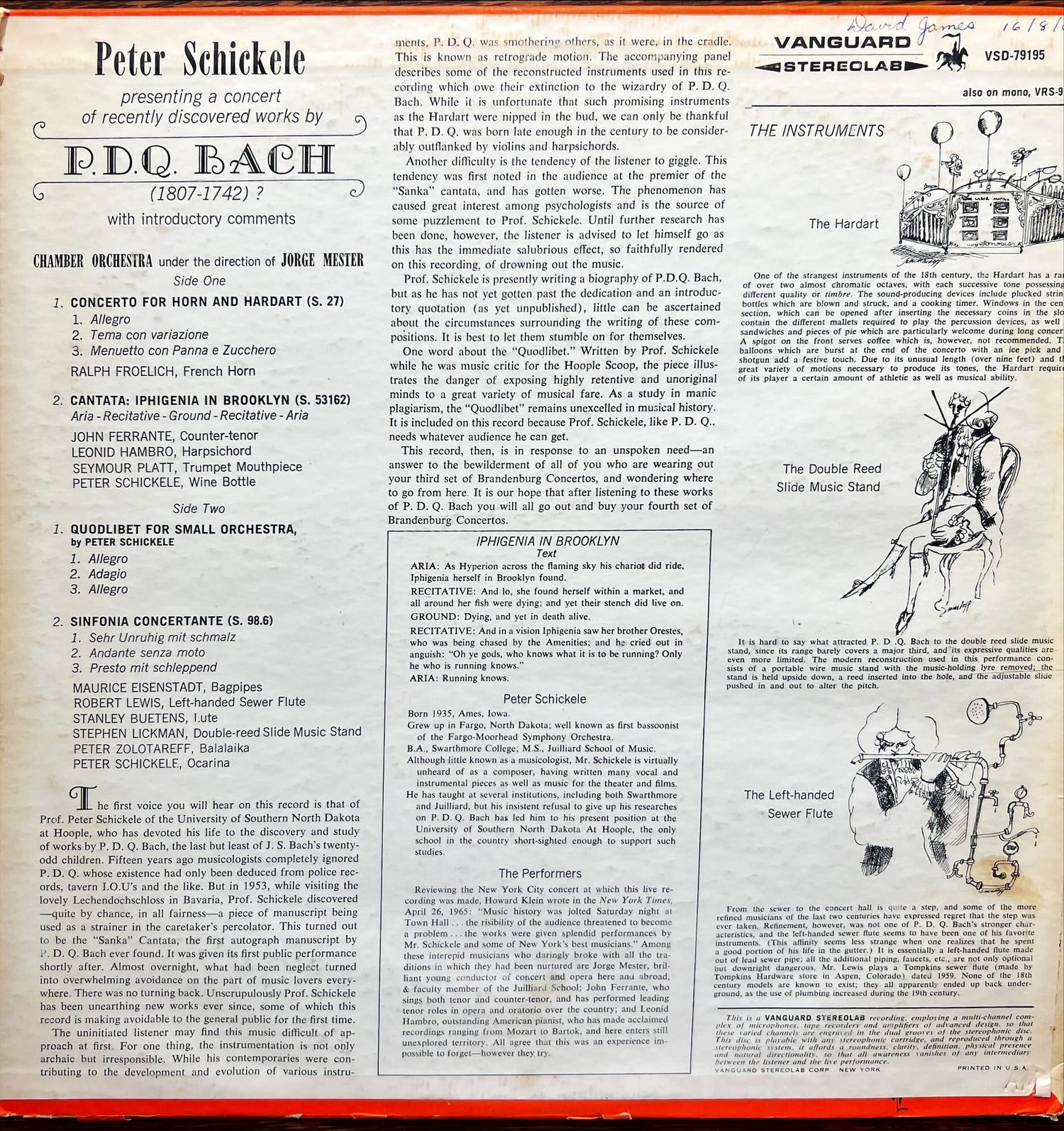 Vinyl record, Classical Bach, Back view