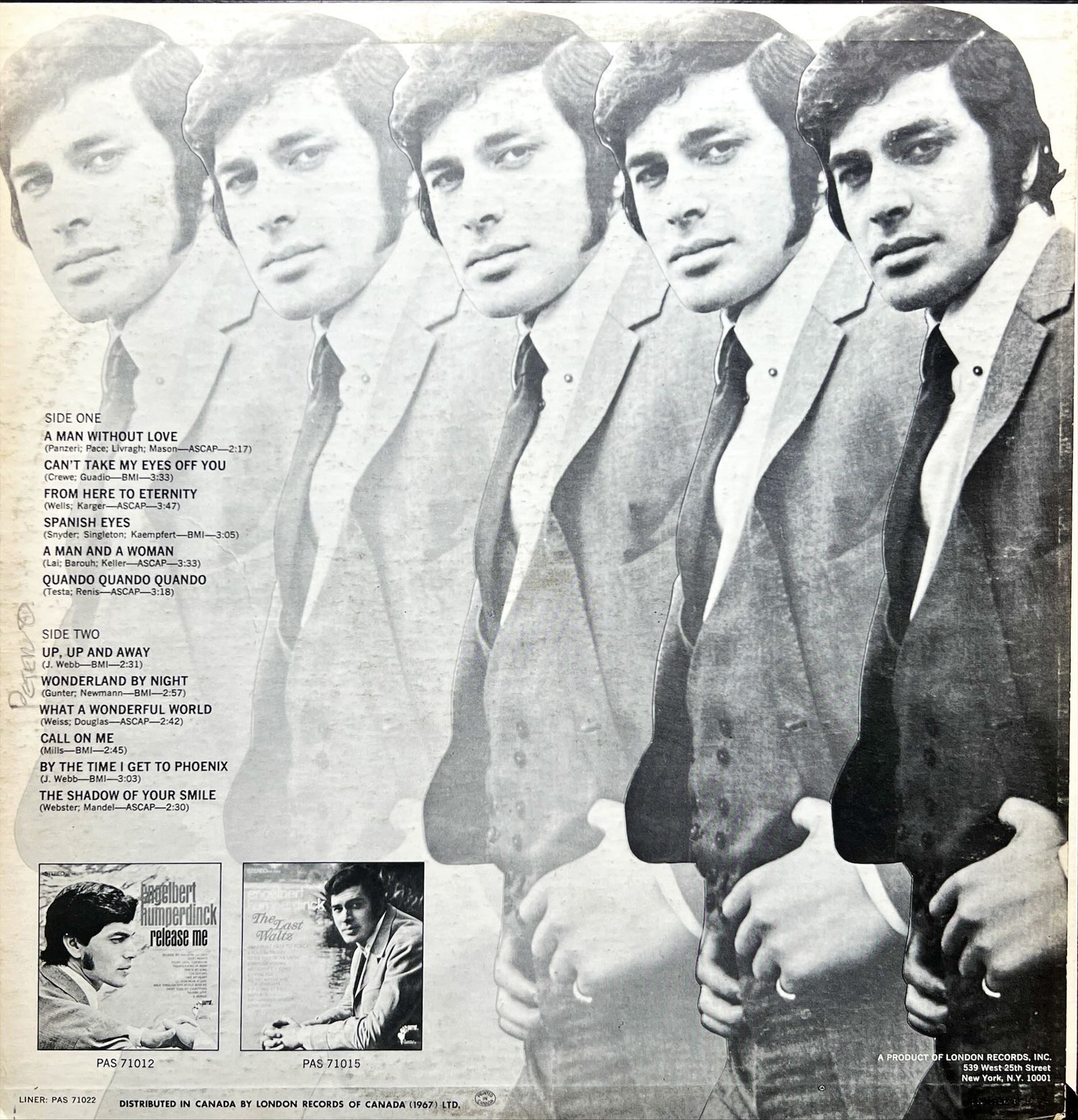 Vinyl record, Pop Englebert Humperdinck, Back view