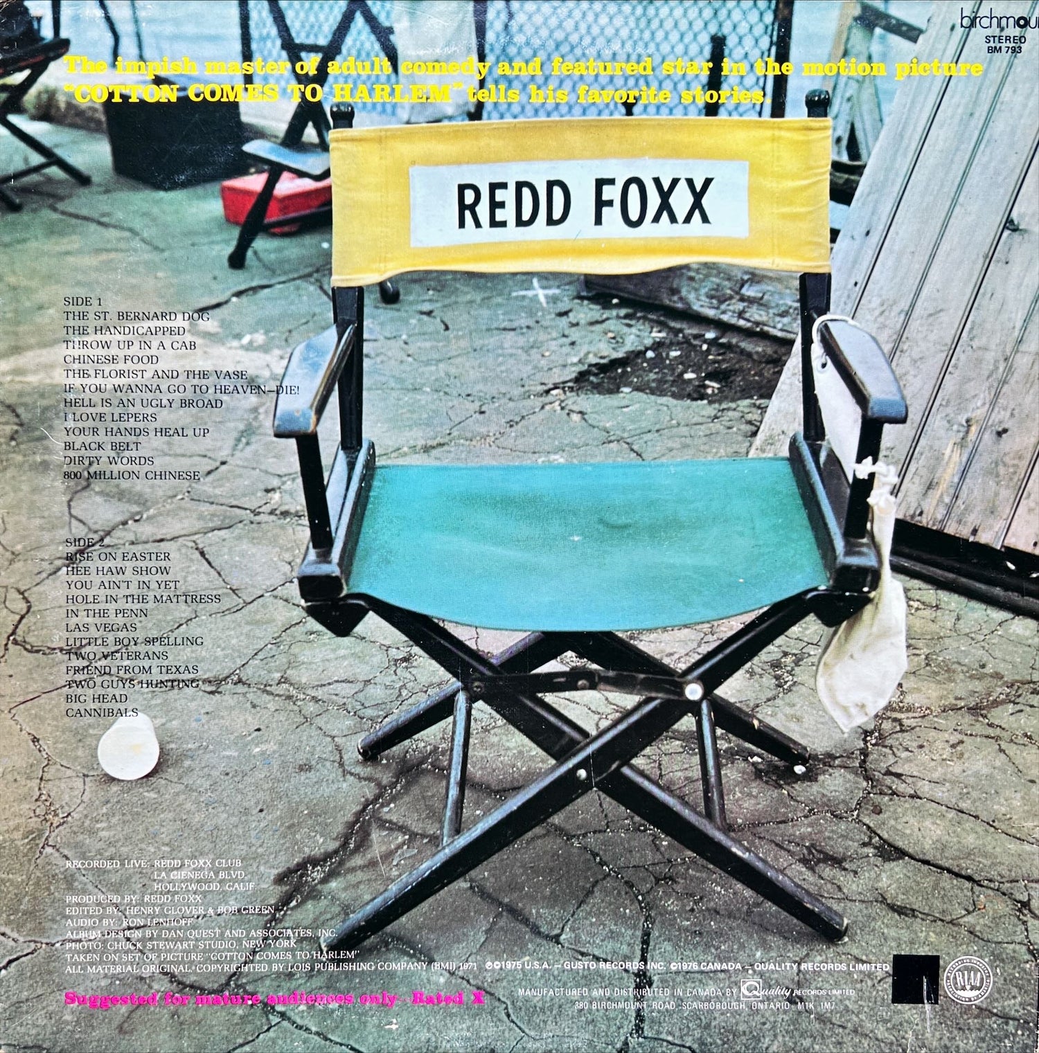Vinyl record, Comedy Redd Fox, Back view