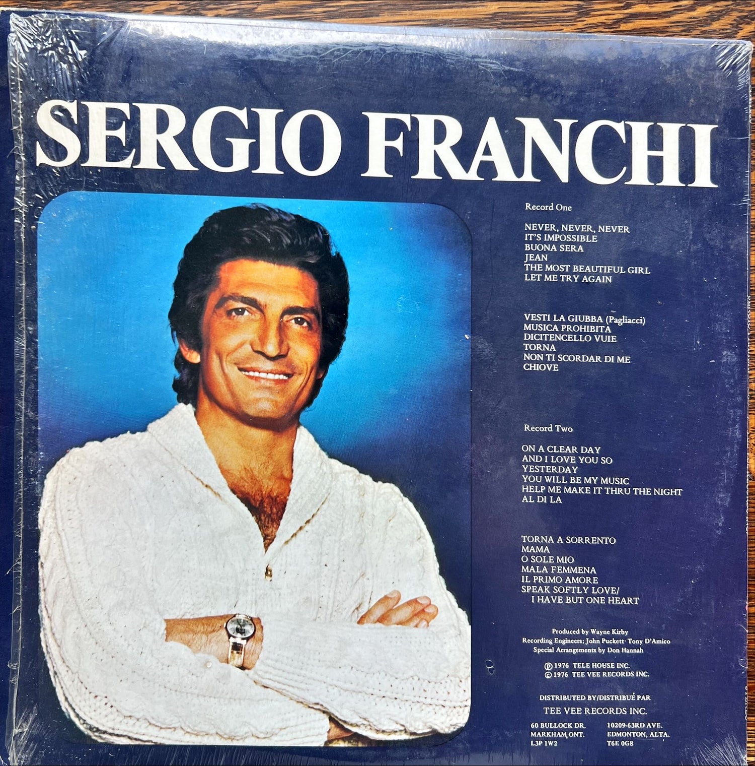 Vinyl record, Opera Sergio Franchi, Back view