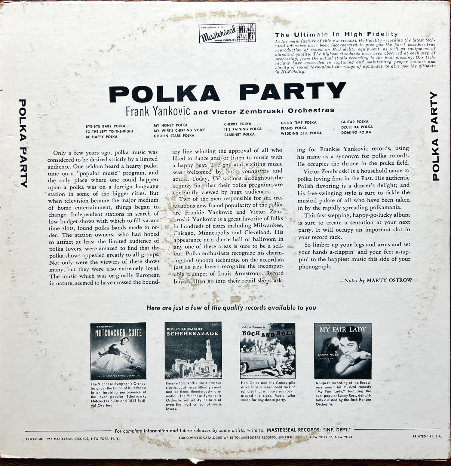 Vinyl record, Polka Frank Yankovic, Back view