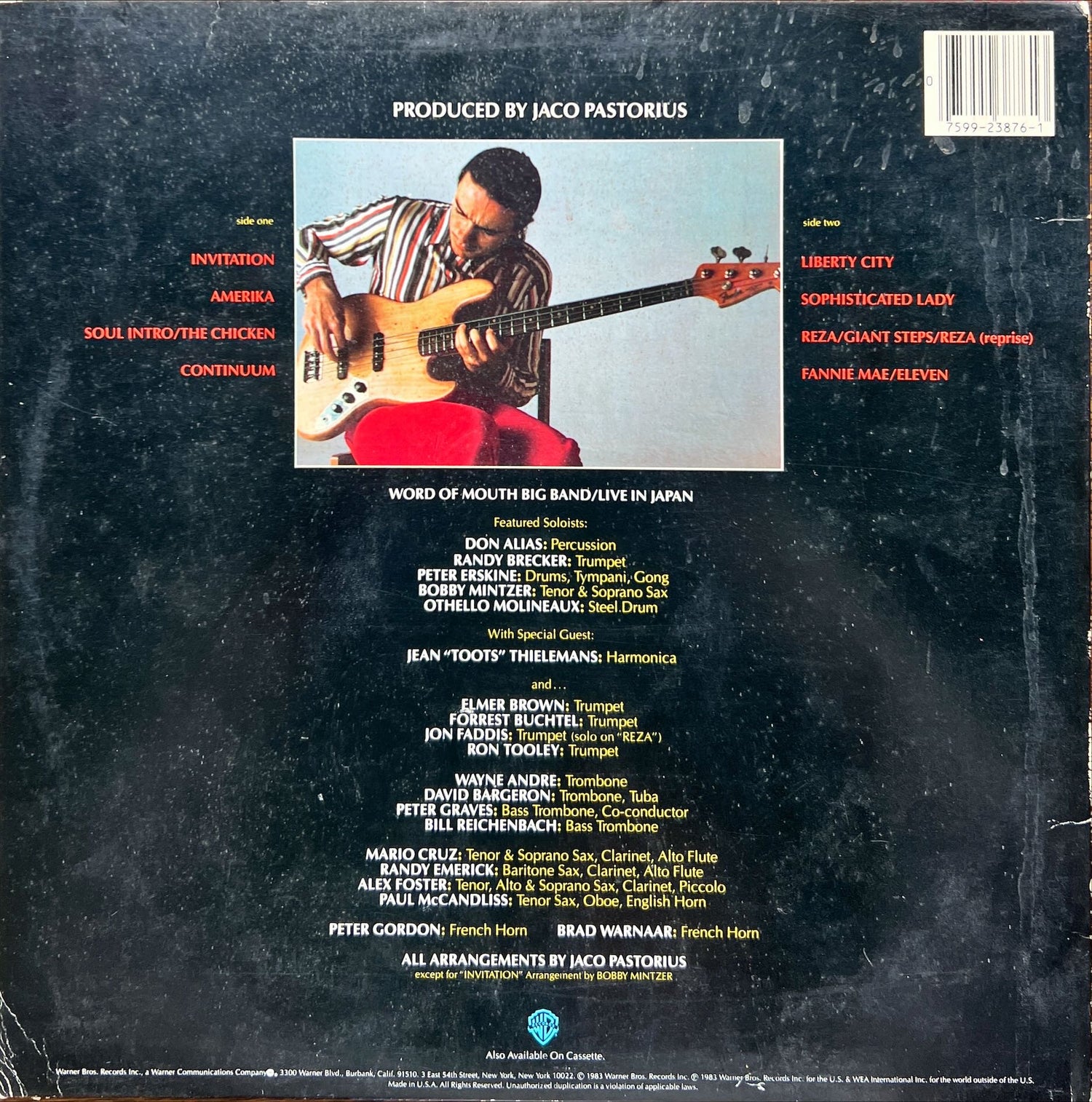 Vinyl record, Big Band Jaco Pistorius, Back view
