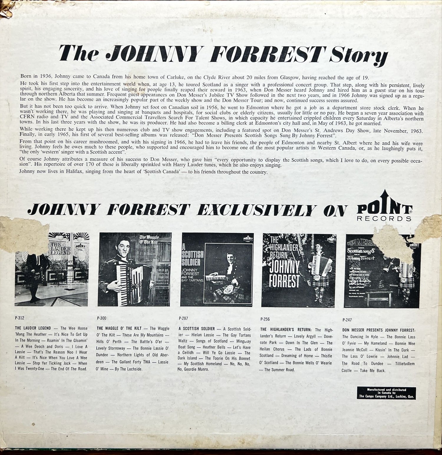 Vinyl record, Highland Johnny Forrest, Back view