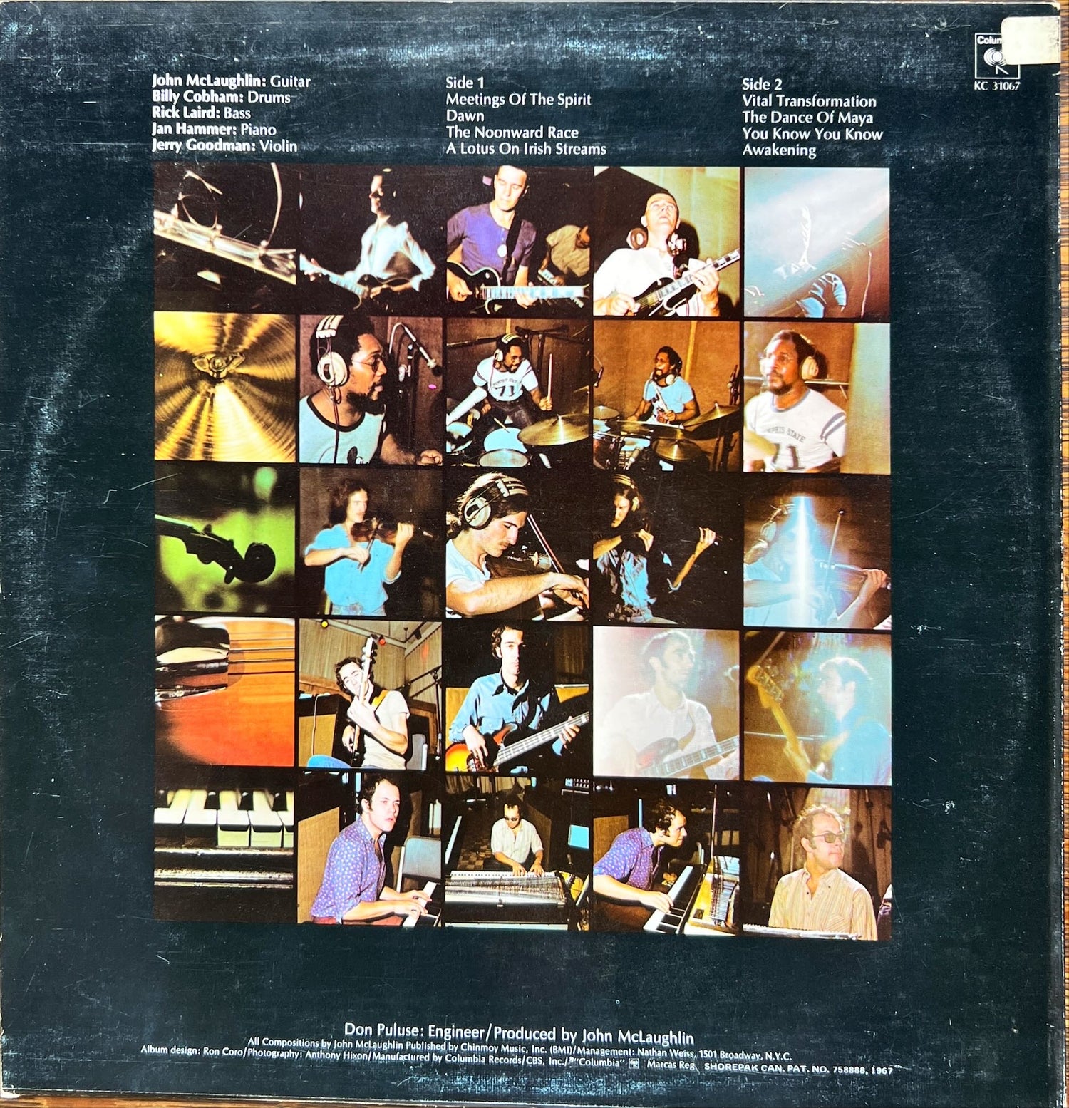 Vinyl record, Orchestra The Mahavishnu Orchestra and John McLaughlin, Back view