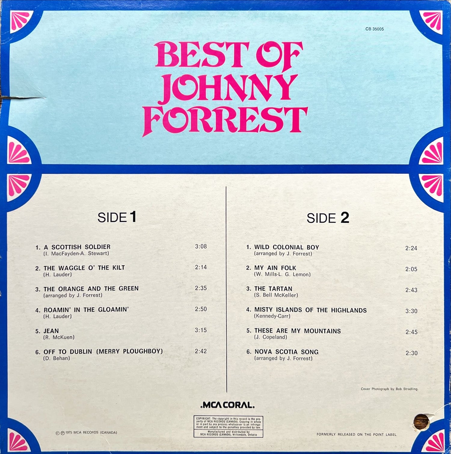 Vinyl record, Highland Johnny Forrest, Back view
