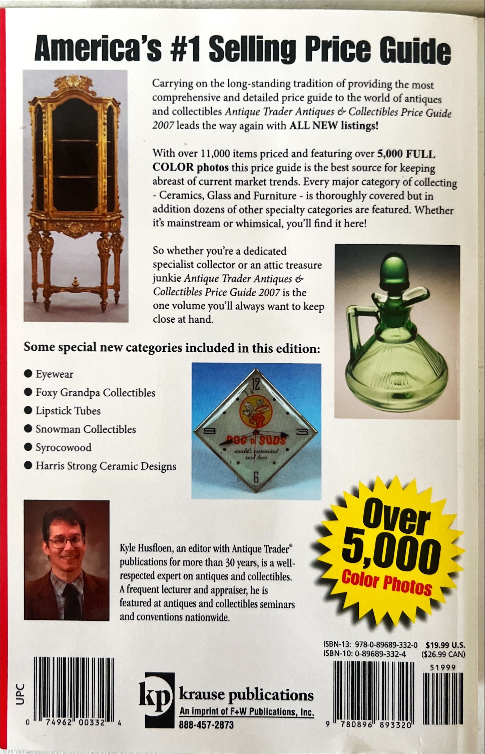 Book, Antique, Collectibles, Ed. Kyle Husfloen, Atiques Trader: Antiques & Collectibles Price Guide 2007, Back view