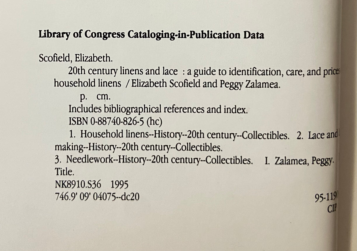 Book, Antique, Collectibles, Elizabeth Scofield and Peggy Zalamea, Linens and Lace: A Guide to Identification, care, and Prices of Household Linens, Inside view