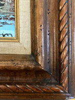 Oil painting, Winterscape, Cottages R. Drouin, Damage view