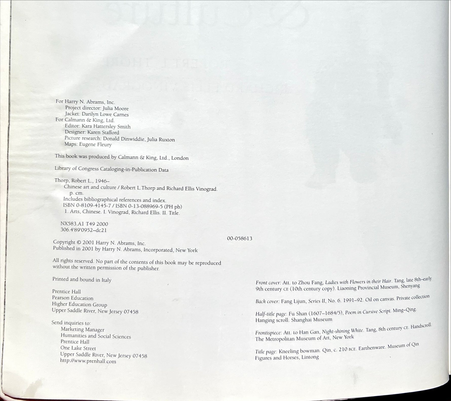 Book, Arts, China, Robert L. Thorp and Richard Ellis Vinograd, Chinese Art & Culture, Inside view