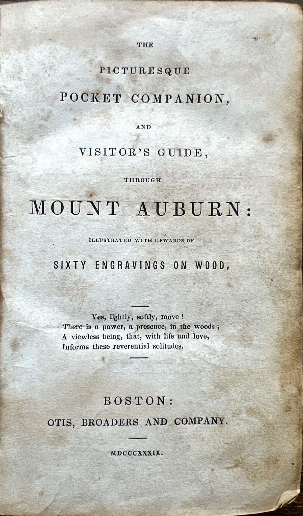 Book, Antique, , The Picturesque  Pocket Companion, and Visitor’s Guid, through Mount Auburn: Illustrated with Upwards of Sixty Engravings on Wood, Inside view
