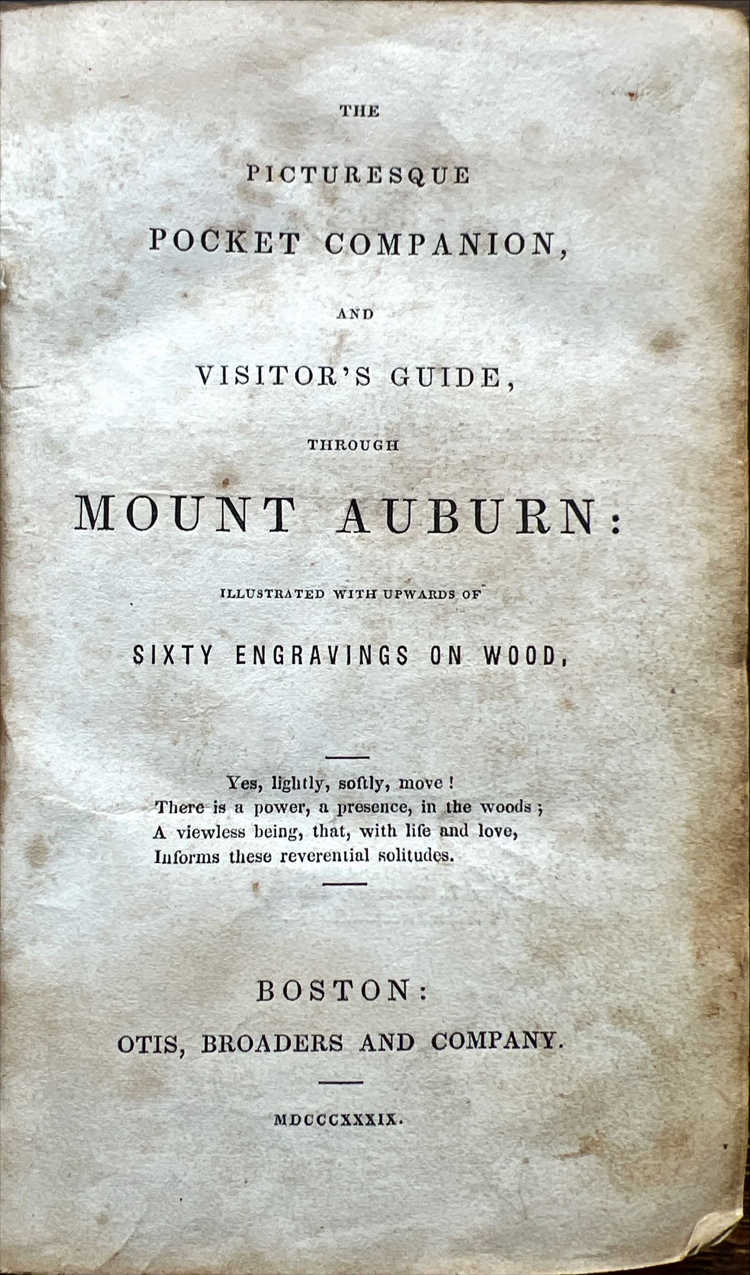Book, Antique, , The Picturesque  Pocket Companion, and Visitor’s Guid, through Mount Auburn: Illustrated with Upwards of Sixty Engravings on Wood, Inside view