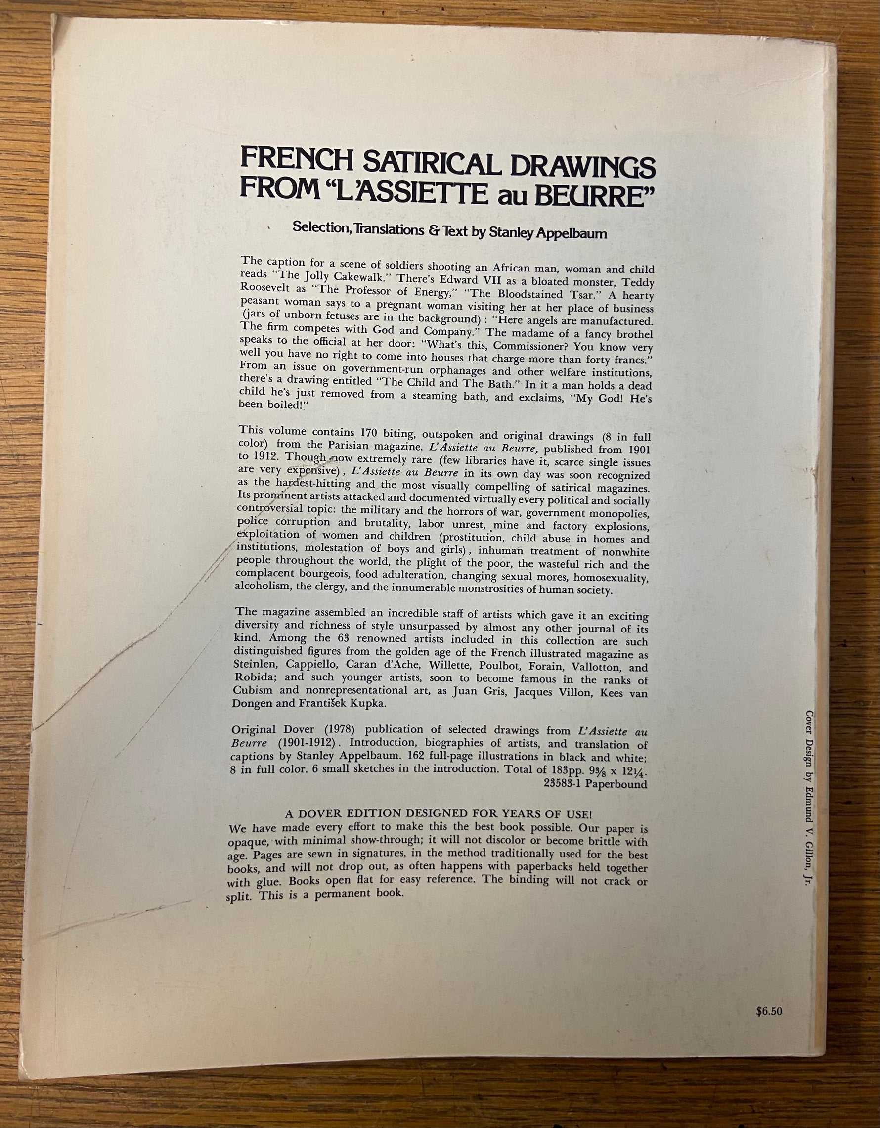 Book, History, Stanley Appelbaum, French Satirical Drawings From “L'Assiette au Beurre”, Back view