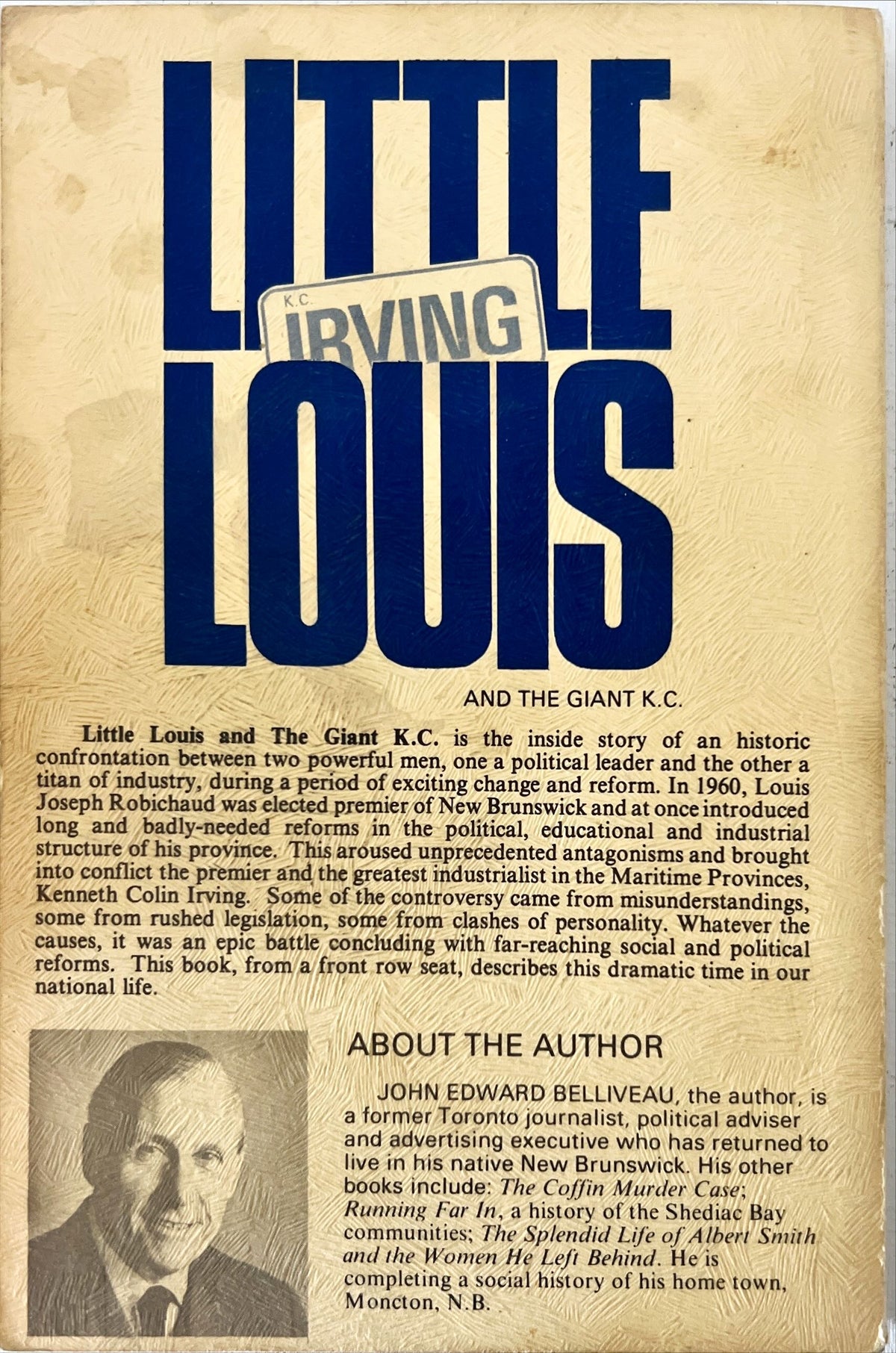 Book, History, John Edward Belliveau, Little Louis and the Giant K.C., Back view