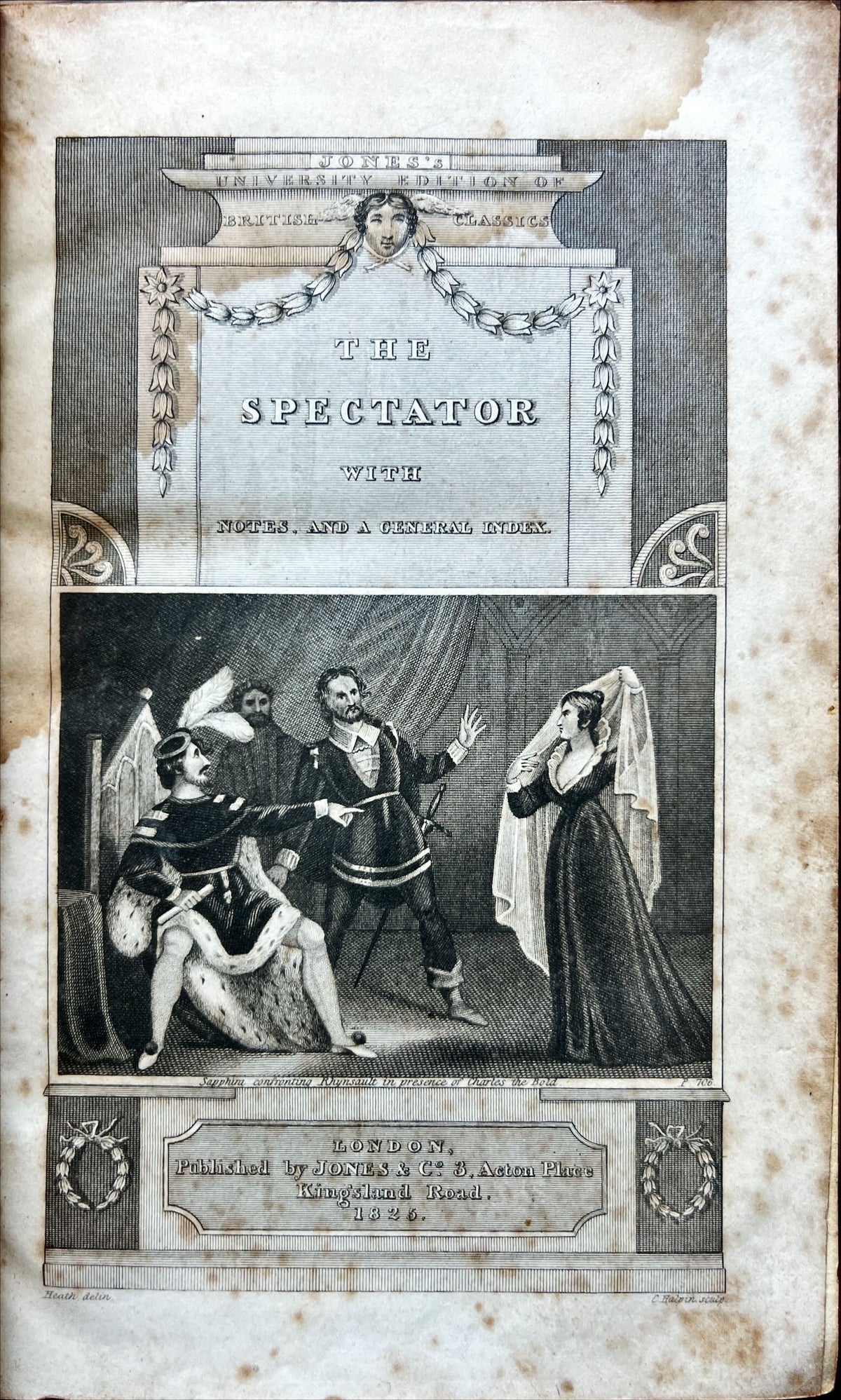 Book, Antique, , The Spectator with Notes, and a General Index, Inside view