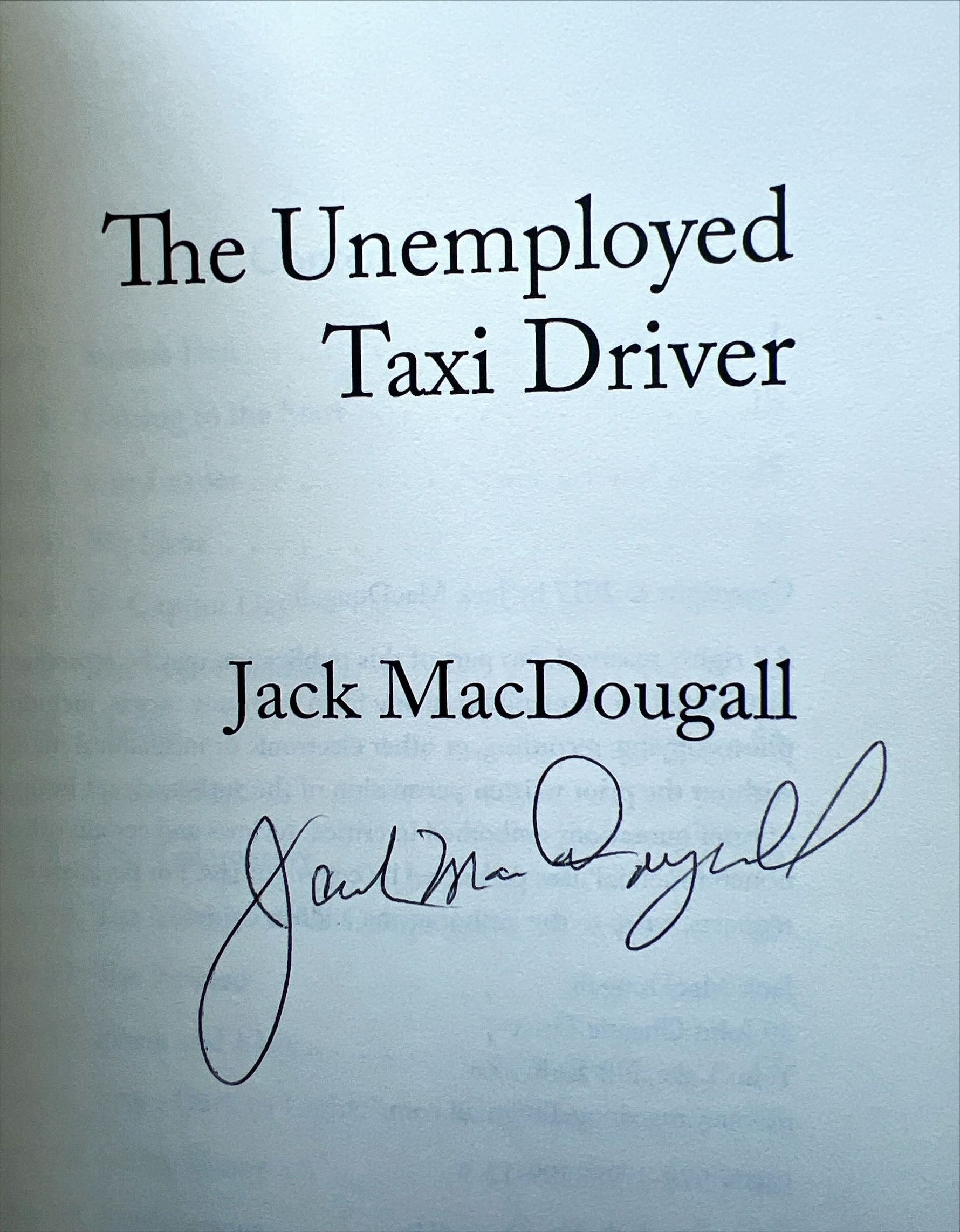 Book, Atlantic Canada, Canada, Jack MacDougall, The Unemployed Taxi Driver, Signature view