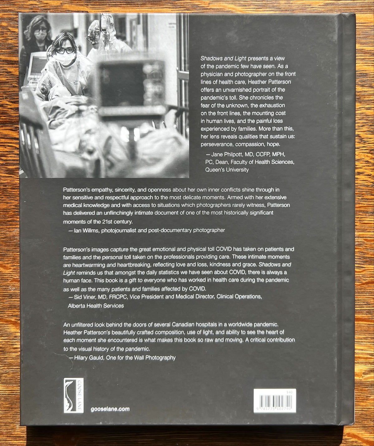 Book, Health, Education, Heather Patterson, Shadows and Light:  Physician’s Lens on Covid, Back view