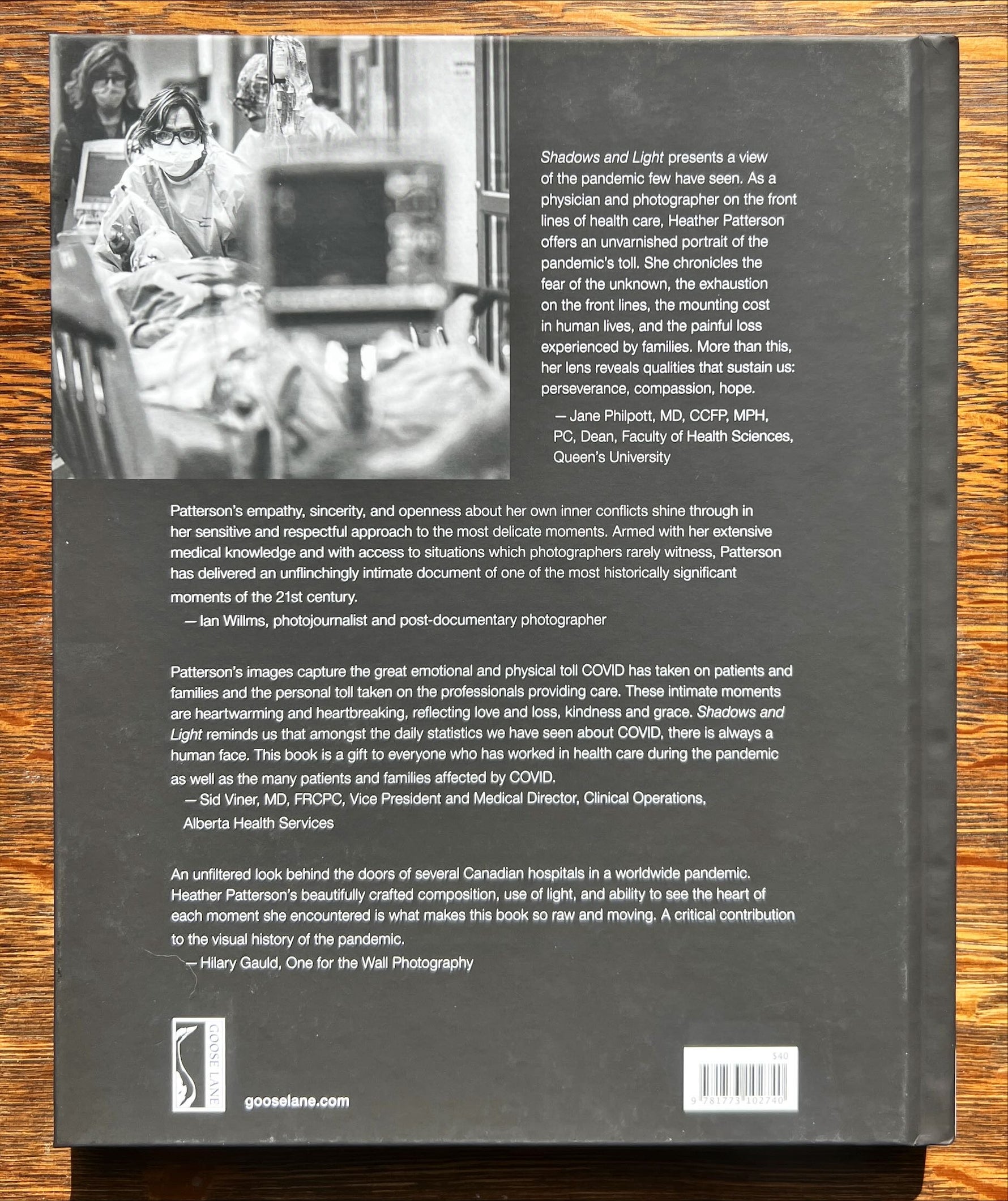 Book, Health, Education, Heather Patterson, Shadows and Light:  Physician’s Lens on Covid, Back view