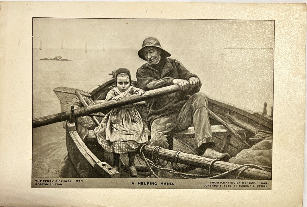 Print, Waterscape, Figures, Children, The Perry Pictures, Front view