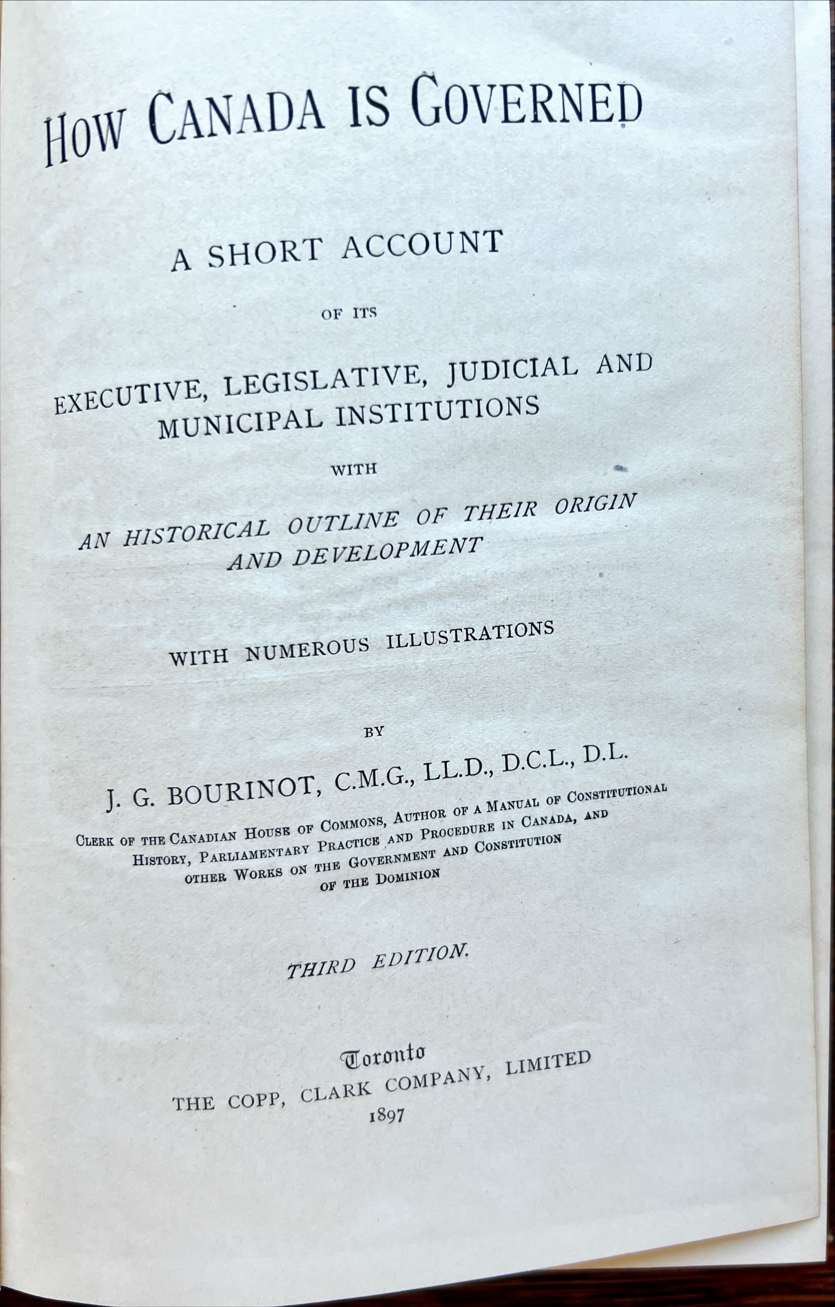 Book, Politics, History, Canada, John George Bourinot, How Canada Is Governed: A Short Account of Its Executive, Legislative, Judicial and Municipal Institutions With an Historical Outline of Their Origin and Development, Inside view