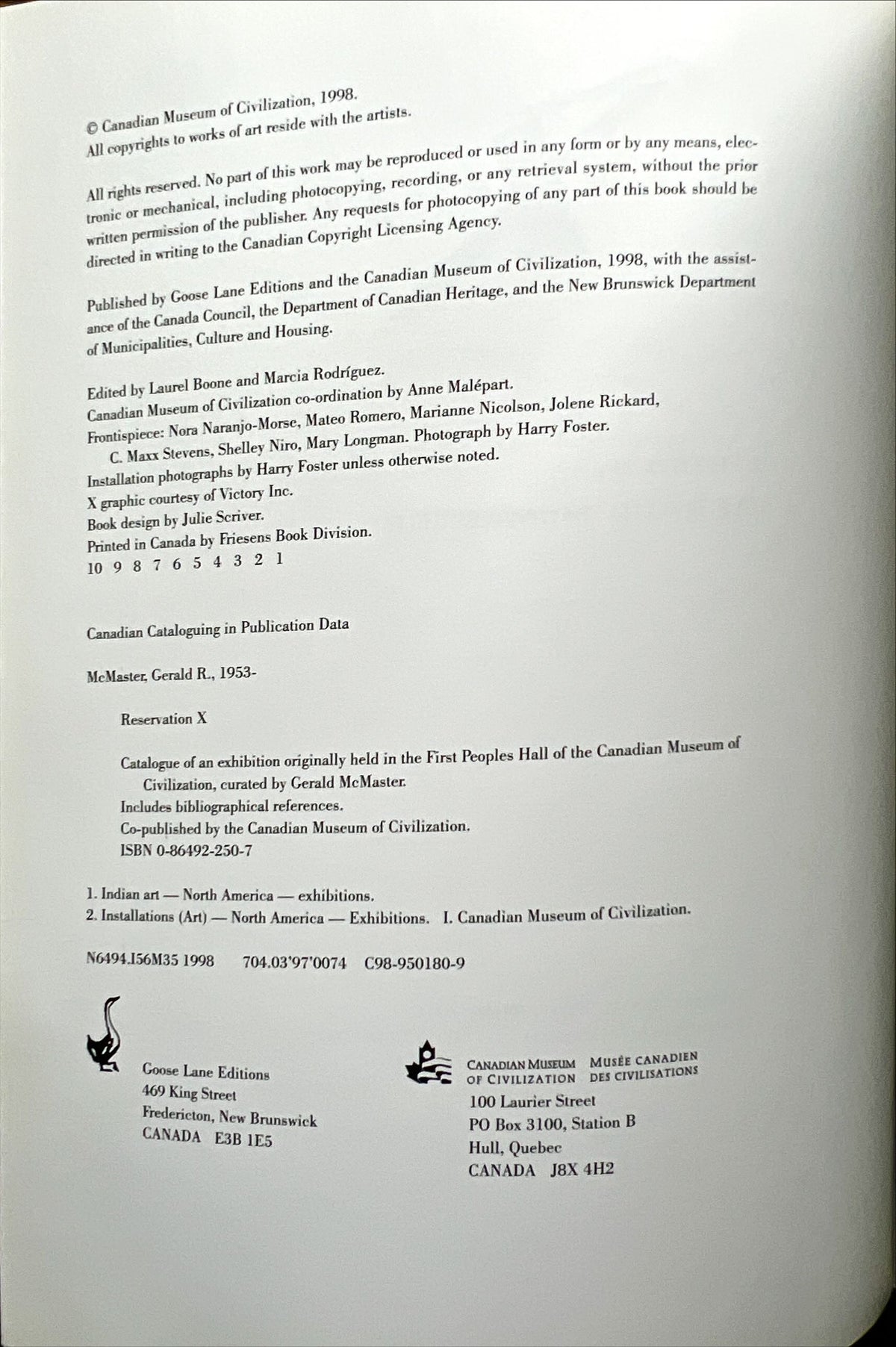 Book, Arts, First Nations, Indigenous, Ed. Gerald McMaster, Reservation X: The Power of Place in Aboriginal Contemporary Art, Inside view